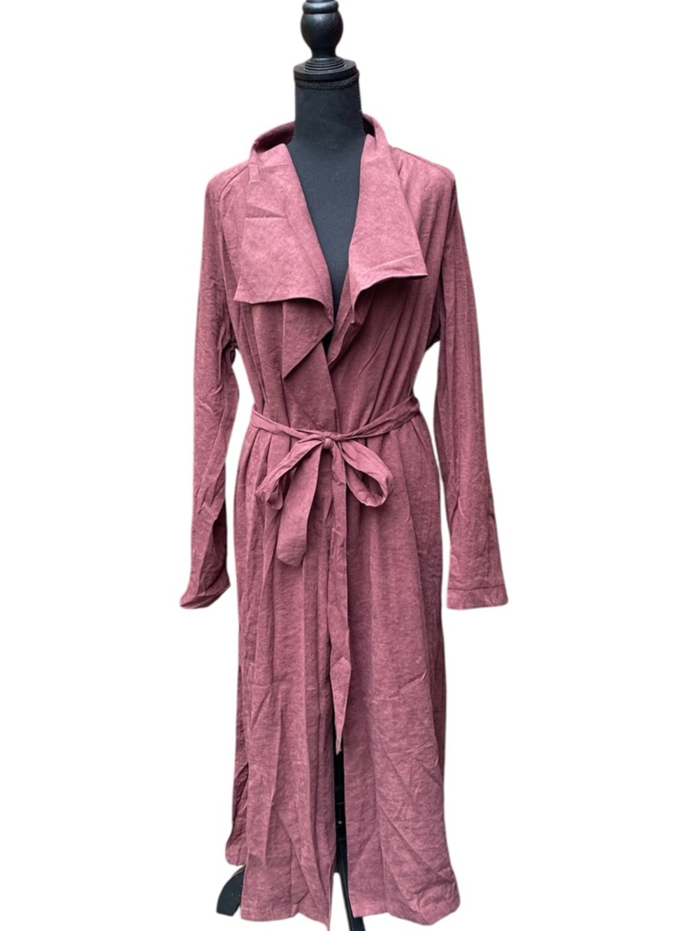Mauve Lightweight Duster Trench Coat with Tie Belt S
